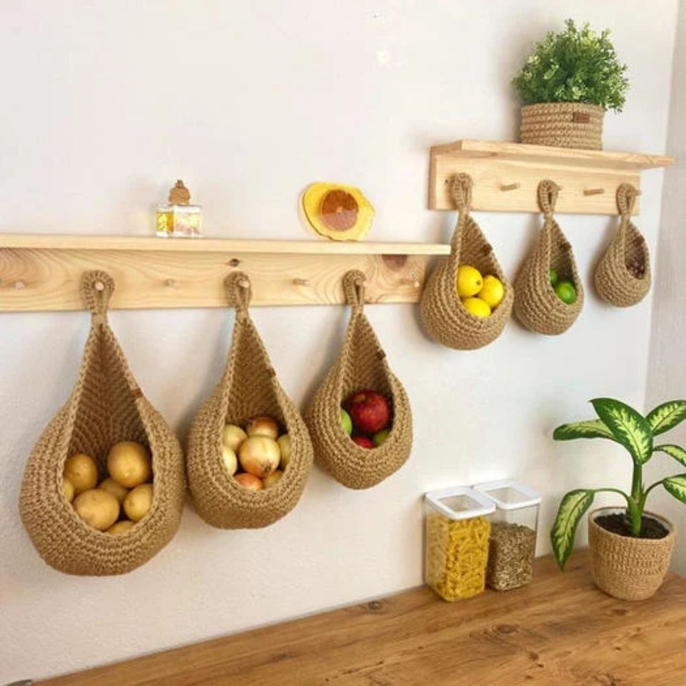 Paniers muraux naturels (6 pièces)
